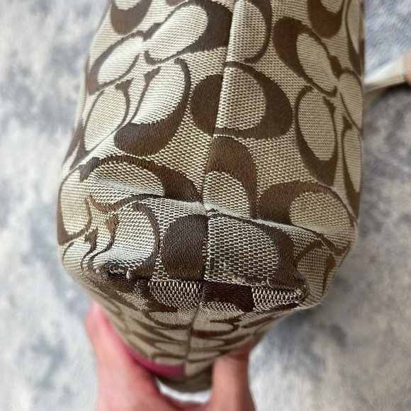 Coach Signature Stripe File Bag Crossbody Messenger Tan Pink F28502 - Picture 7 of 17